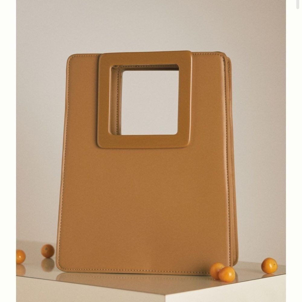 Square-Handle Satchel color Tan By Anthropologie … - image 1